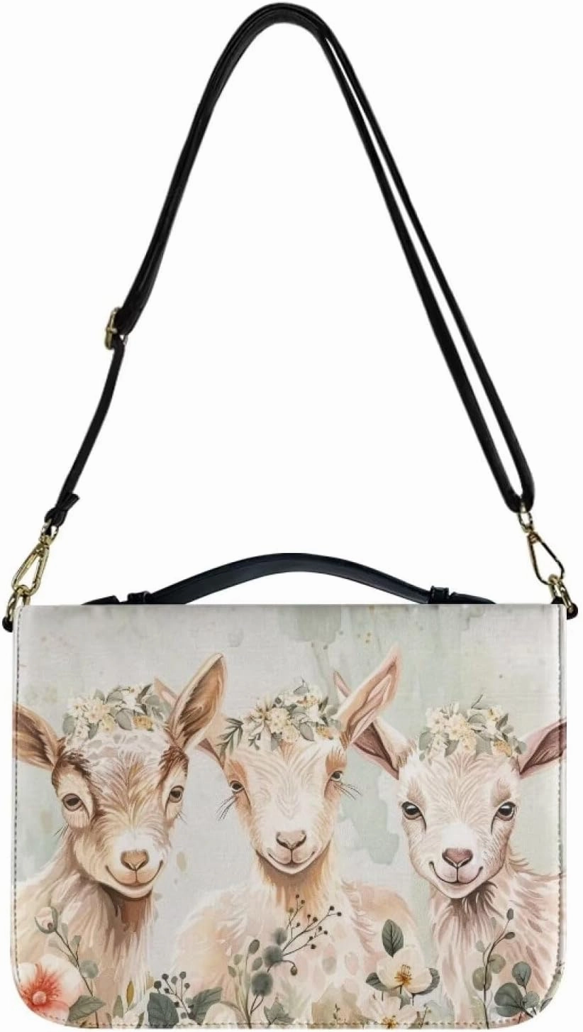 Lotusorchid Church Bible Bag for Women Men, Bible Cover Case with Detachable Shoulder Strap, Bible Book Cover with Handle