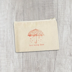 Love Raining Down - Valentine's Day Canvas Zipper Pouch