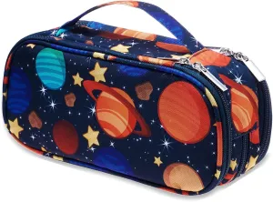 LParkin Galaxy Pencil Case for Boys Super Large Capacity 3 Compartments Space Pencil Pouch Space Galaxy Gifts for Students Teen Boys Makeup Bag