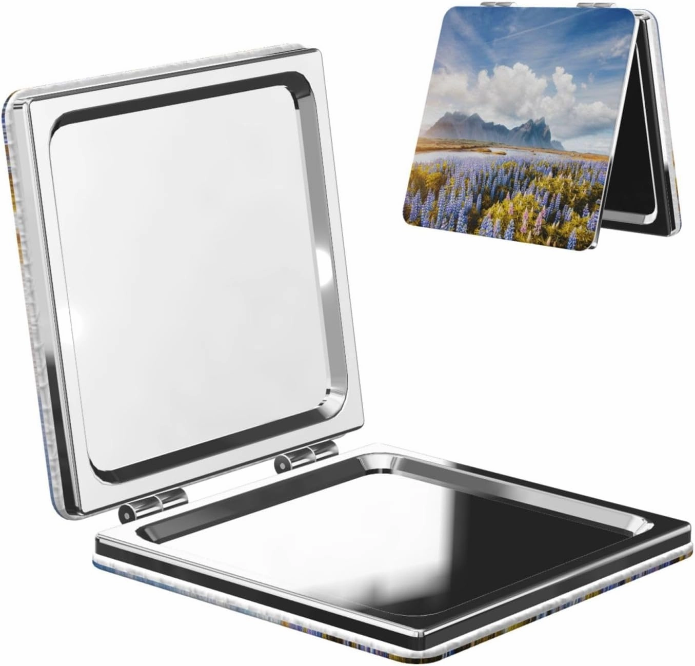 Lupine Flowers Sunny Day Women Small Makeup Mirror Portable Pocket Cosmetic Mirror for Travel