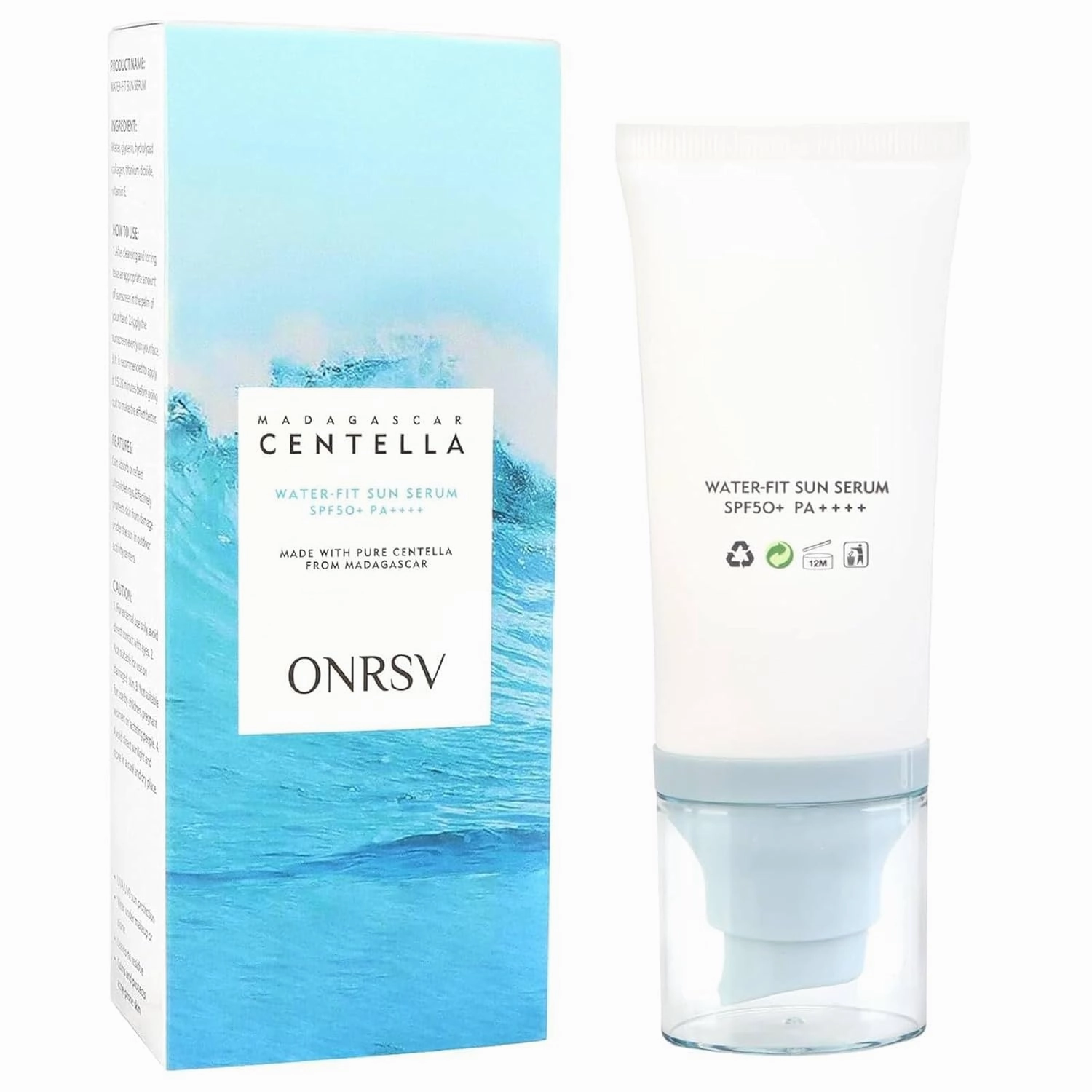 Madagascar Centella Sunscreen SPF50 Facial Serums, Moisturizing and Non-Sticky Centella Water-Fit Sun Protection for All Skin Types