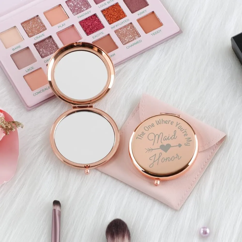 Maid of Honor Gifts The One Where You're My Maid of Honor Travel Makeup Mirror Rose Gold Maid of Honor Gifts from The Bride Bridesmaid Proposal Bridal Party Gifts