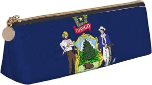 Maine State Flag Print Simple Pencil Case Triangle Pouch for Pens Makeup Art Supplies Daily Essentials