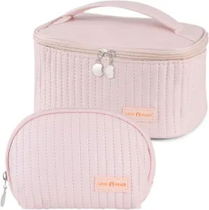 Makeup Bag Set for Travel, Cosmetic Bag Case PU Leather Toiletry Bag Meke Up Bag for Women Skincase Bag