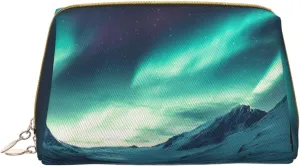 Makeup Bag Women Toiletrie Showe Brush Skin Care Travel Organizer Purse Me Large Makeup Purse Accessories & ToteSnow Mountain Northern Lights