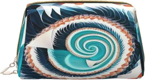 Makeup Bag Women Toiletrie Showe Brush Skin Care Travel Organizer Purse Me Large Makeup Purse Accessories, Tote Colorful biological forms in Op Art