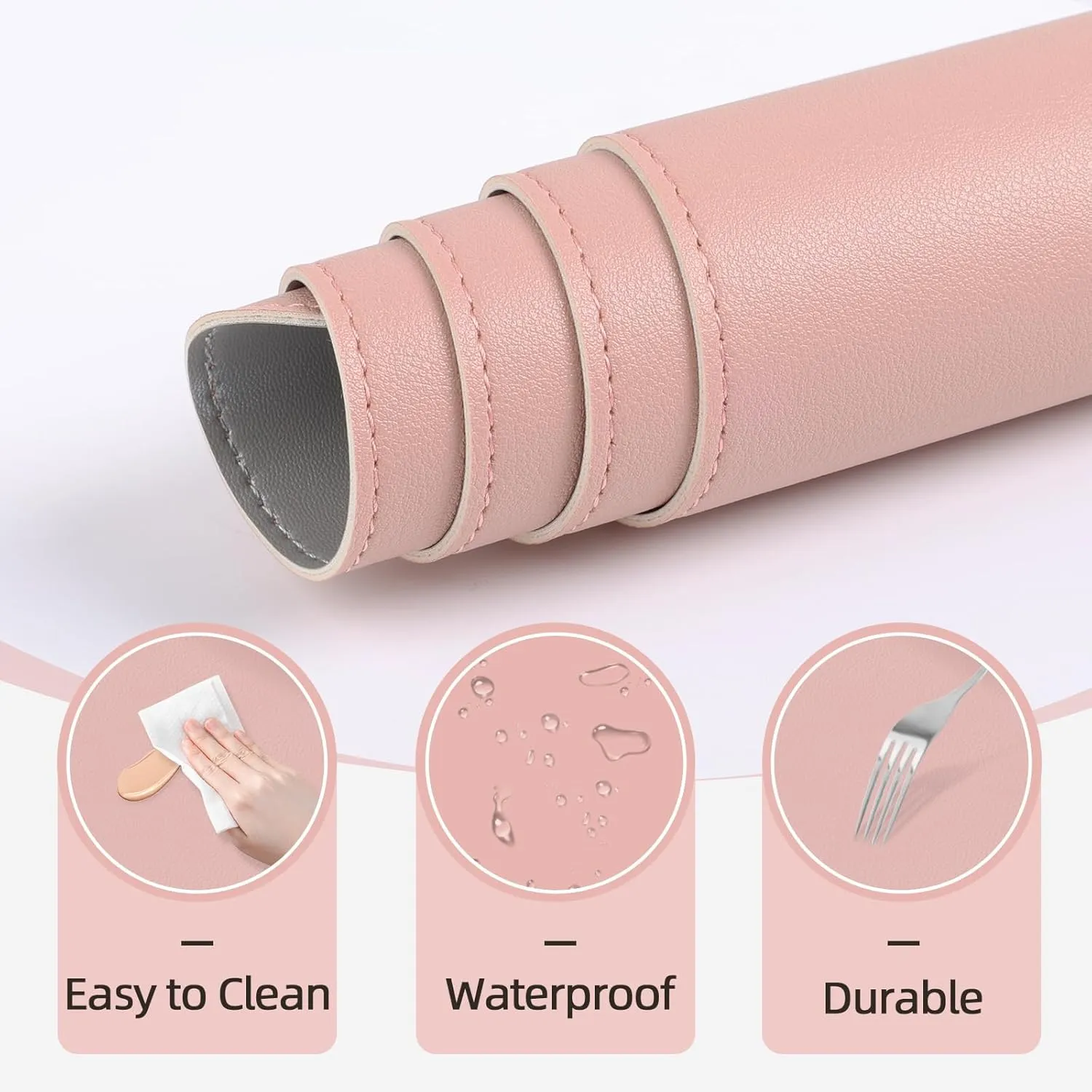 Makeup Mat for Vanity to Protect Vanity Desk Top, Dual-Sided Vanity Mat, Easy to Clean Vanity Desk Mat - Vanity Makeup Pads Waterproof and Oilproof, 43.3x11.8in(Pink and Silver)