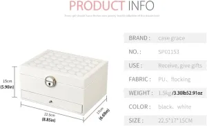 Makeup Organizers Multilayer Jewelry Box Storage Box PU Leather Velvet Storage Box Watch Earring Necklace Ring Jewelry Box 8.85 Inches Jewelry Case (Color : Black) (White)