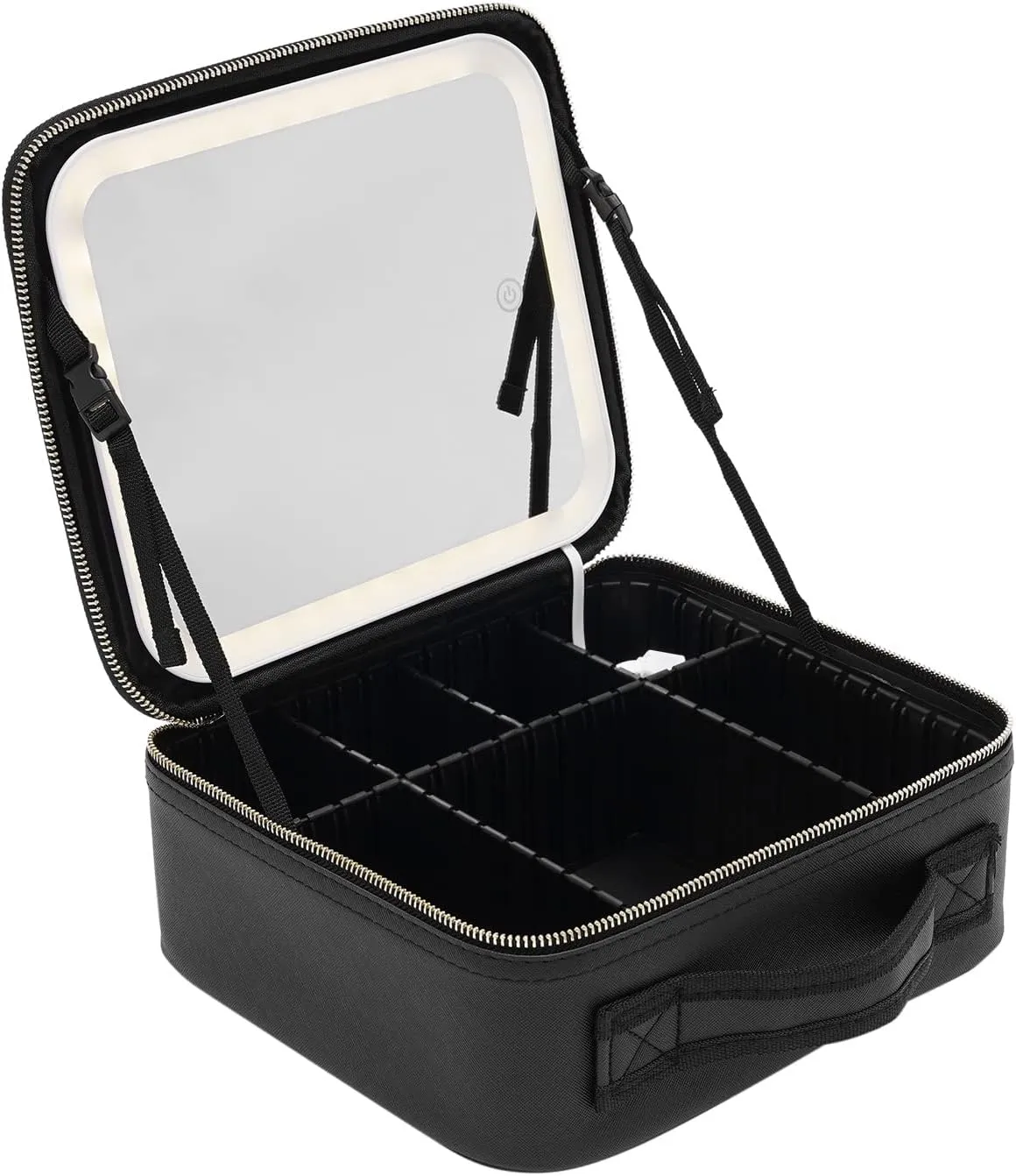 Makeup Train Case with Large Lighted Mirror 3 Color Scenarios Adjustable Brightness Large Cosmetic Organizer Storage