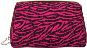 Makeup Bag, Cosmetic Bags Travel Toiletry Bag for Women, Black Red Pink Bright Zebra Print Leather Large Capacity Makeup Bag Organizer, Water-Resistant Makeup Pouch Toiletry Bag for Women