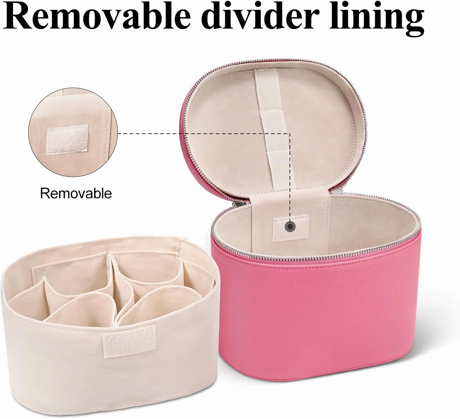 Makeup Bag, Travel Make up Case with Compartments and Handle, Portable Cosmetic Organizer Bags,Toiletry Bag for Women