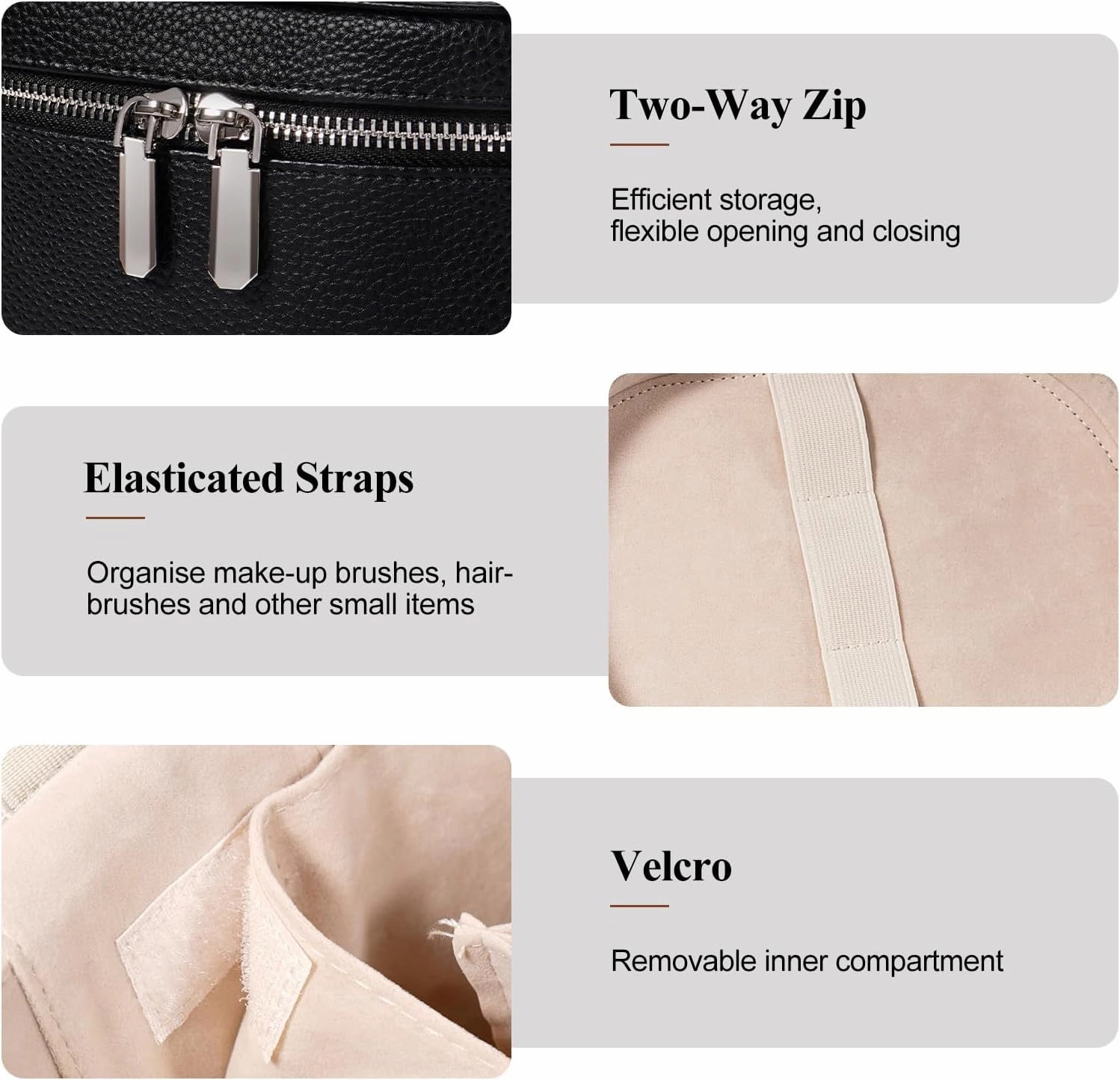 Makeup Bag, Travel Make up Case with Compartments and Handle, Portable Cosmetic Organizer Bags,Toiletry Bag for Women