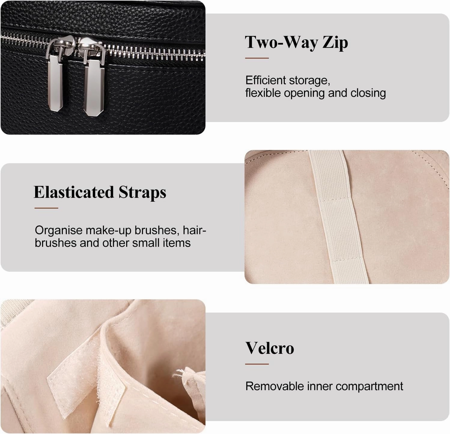 Makeup Bag, Travel Make up Case with Compartments and Handle, Portable Cosmetic Organizer Bags,Toiletry Bag for Women
