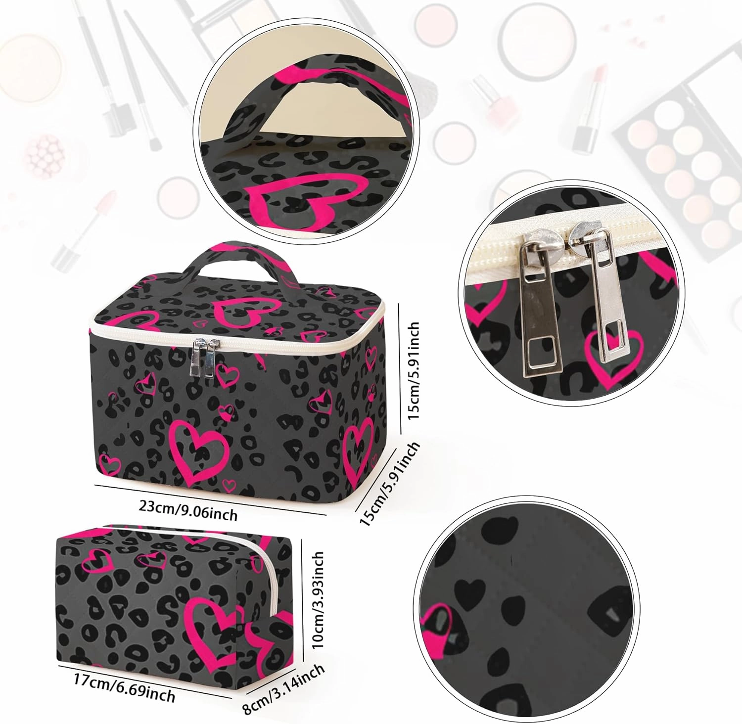 Makeup Bag,Travel Toiletry Organizer,Cute Quilted Cotton Cosmetic Pouch,Portable Make Up Bags For Women Friendship Gift Set