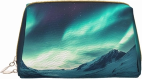 Makeup Bag Women Toiletrie Showe Brush Skin Care Travel Organizer Purse Me Large Makeup Purse Accessories, Tote Snow Mountain Northern Lights