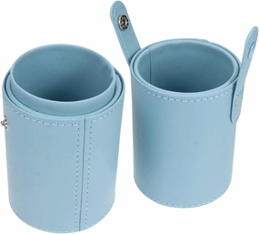 Makeup Brush Bag Makeup Brush Holder with Lid Travel Brushes Case Bag Cup Pu Leather Cosmetic Holders Organizer Storage Box for Women Girls Lake Blue Makeup Brush Travel Case