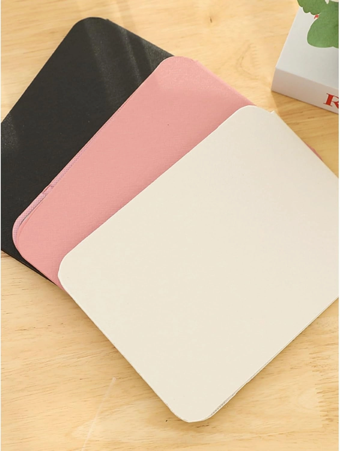 Makeup Mirror Portable Folding Cosmetic Mirror PU Leather Desktop Mirror Simple Rectangular Beauty Mirror Large Bathroom Mirror Vanity Mirror(Pink)