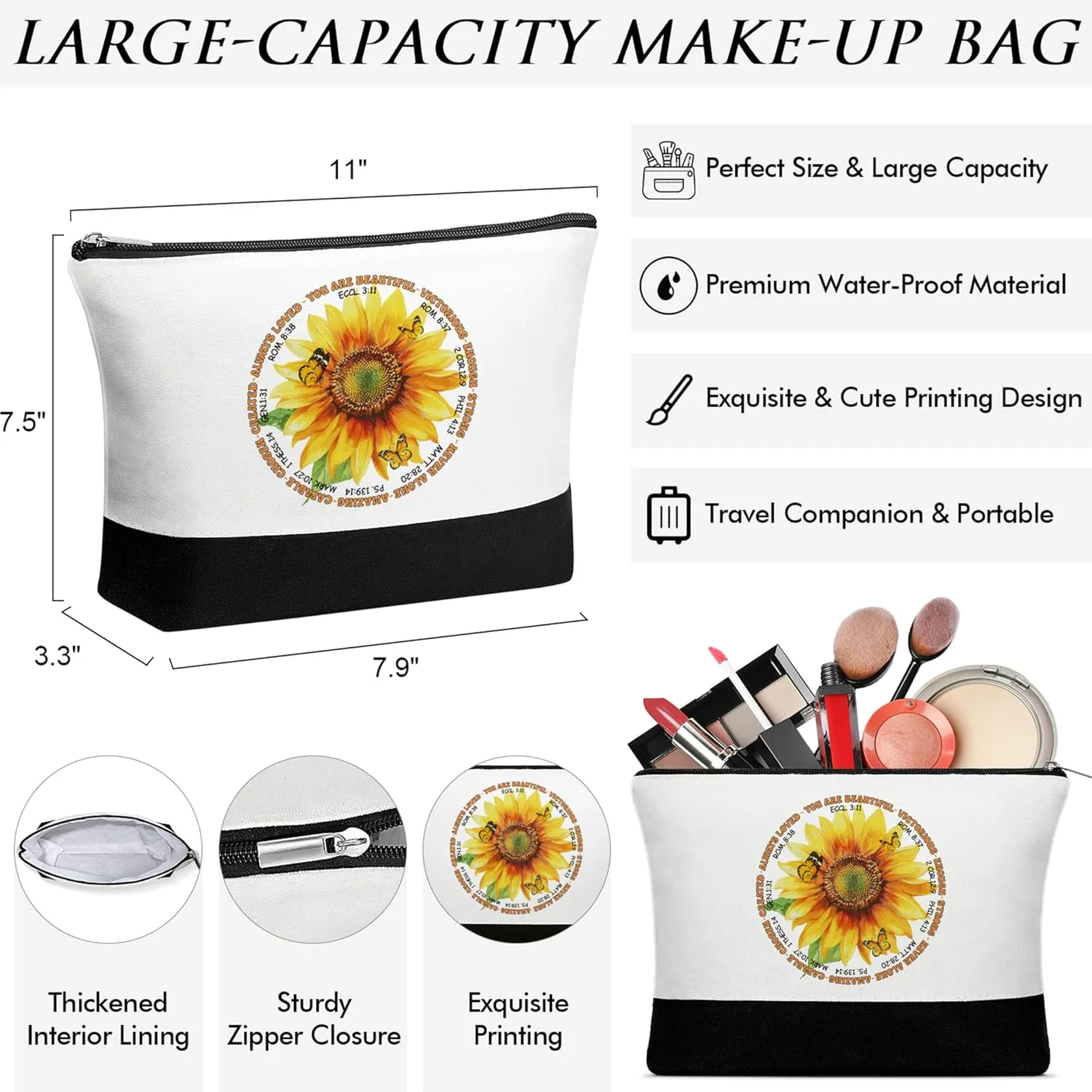MAYICIVO Christian Gifts for Women: Faith, Religious Inspirational Gifts for Women - Canvas Tote Bag & Makeup Bag Set