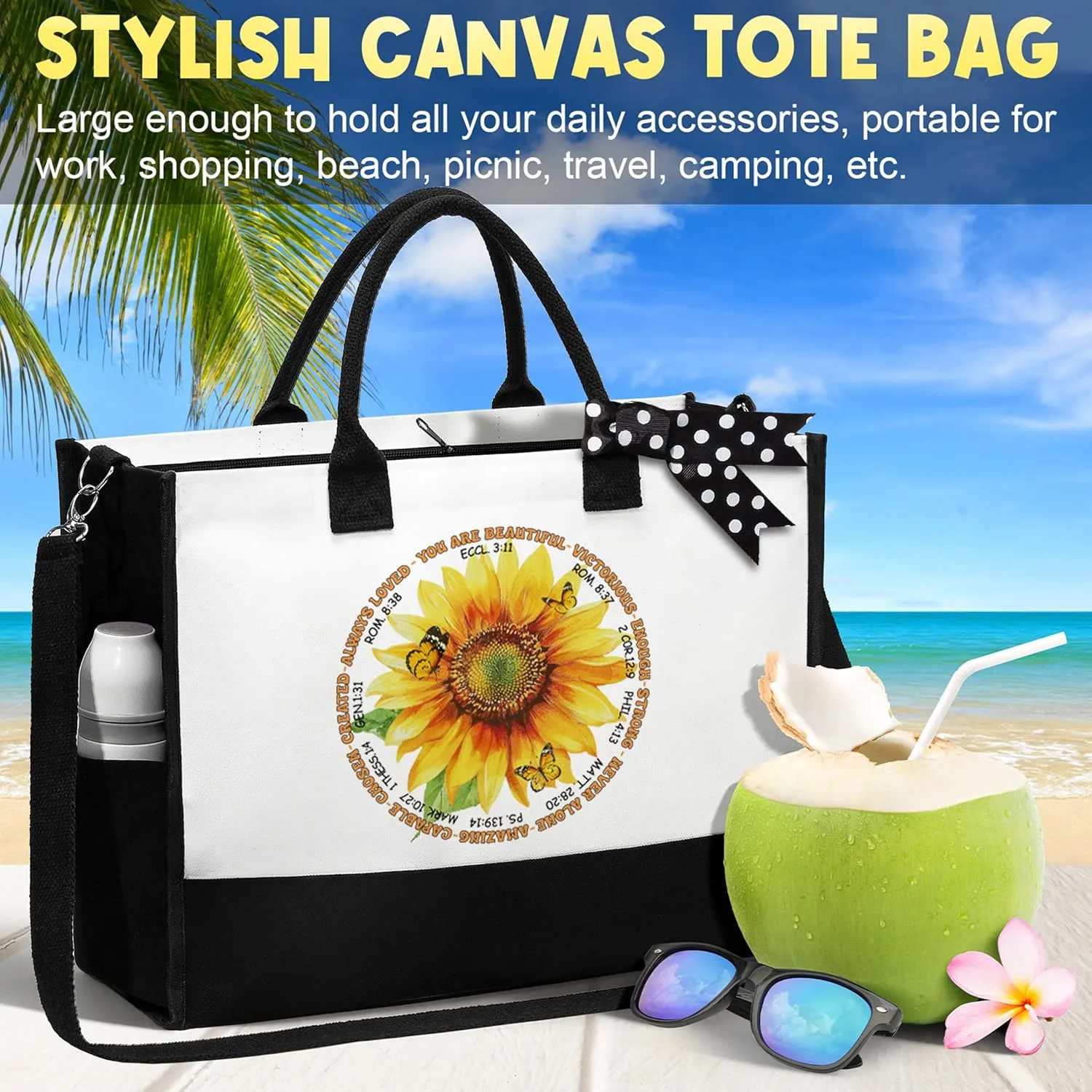 MAYICIVO Christian Gifts for Women: Faith, Religious Inspirational Gifts for Women - Canvas Tote Bag & Makeup Bag Set
