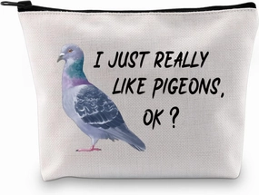 MBMSO Pigeon Lover Gift Makeup Bag I just really Like Pigeons OK Pigeon Cosmetic Bag Funny Pigeon Gifts Zipper Pouch (Like Pigeons bag)