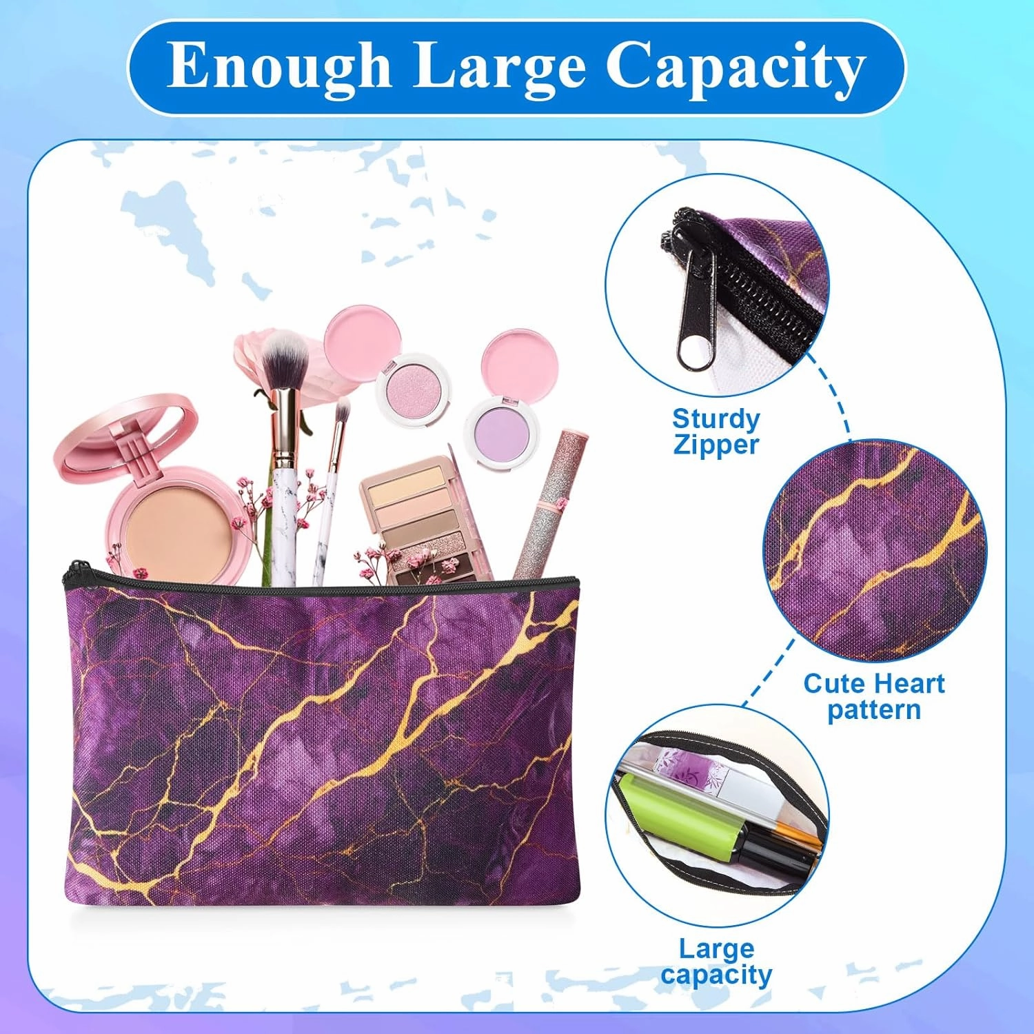 Meanplan 24 Pcs Marble Cosmetic Bags Marble Makeup Bags Toiletry Pouch with Zipper Travel Cosmetic Organizer for Women and Girls 24 Styles