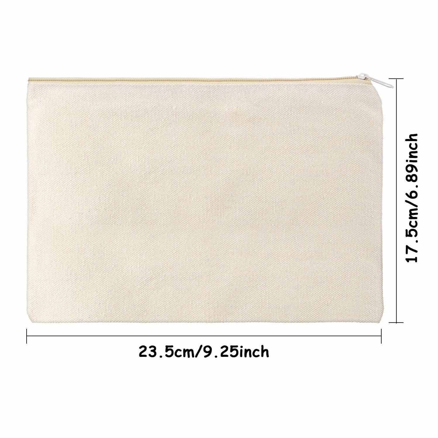 meekoo 16 Pack Canvas Blank Makeup Bags Plain Zipper Cosmetics Pouch Sublimation DIY Craft Multipurpose Toiletry Bag for Makeup Travel Cosmetic Stationary Storage(L,Beige)