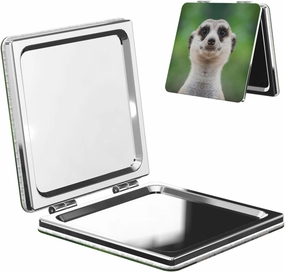 Meerkat Pattern Mini Makeup Mirror Portable Pocket Cosmetic Mirror Folding Compact Mirror