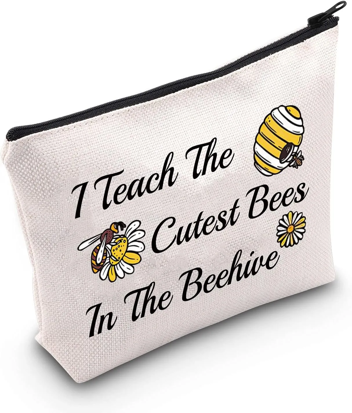 MEIKIUP Bee Keeper Teacher Makeup Bag Bumbee Honeybee Gift I Teach The Cutest Bees In The Beehive Cosmetic Bag