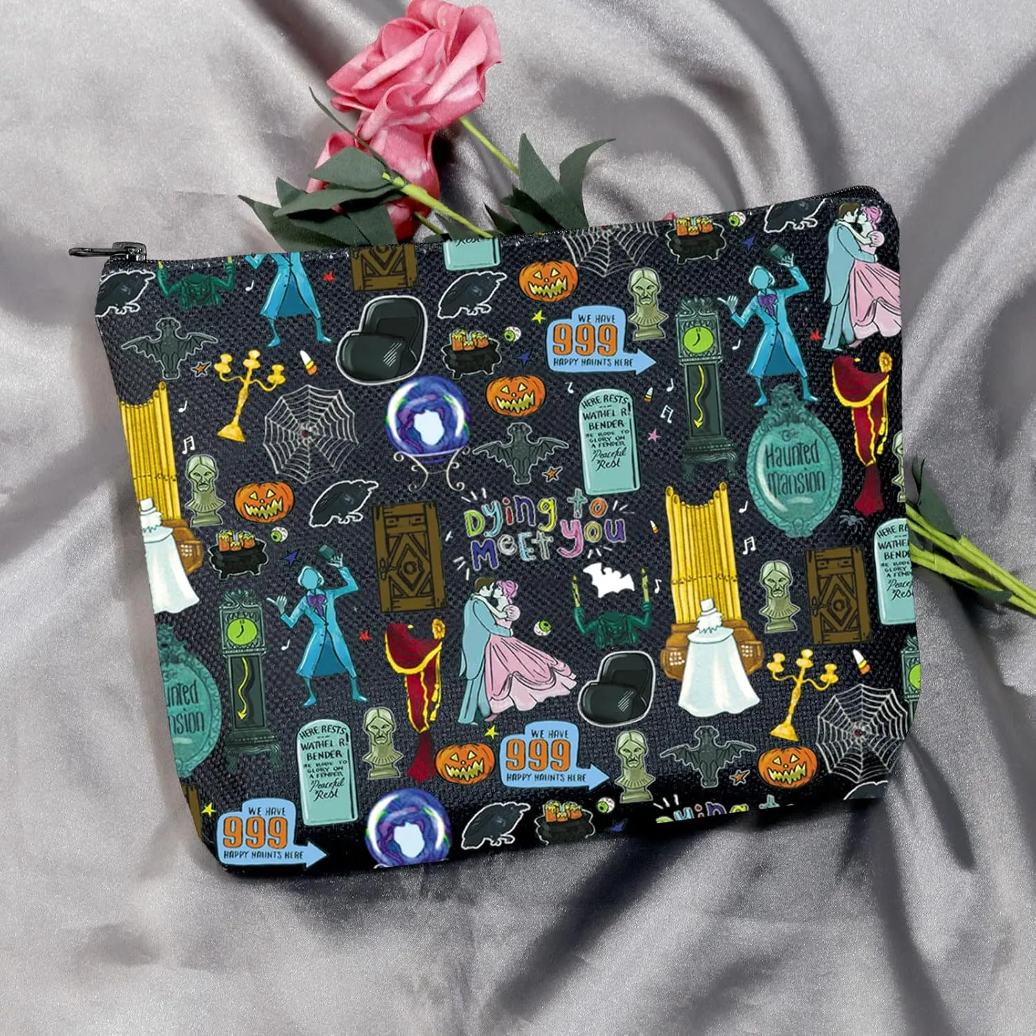 MEIKIUP Haunted Role Makeup Bag Haunted Role Horror Movie Inspired Gift Ghost Zipper Pouch Halloween Theme Gift