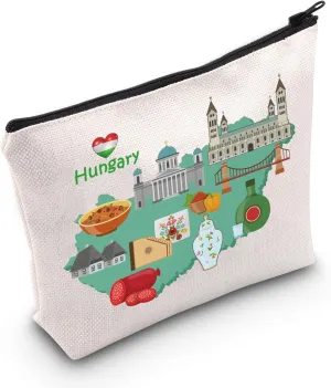MEIKIUP Hungary Travel Makeup Bag Hungary Vacation Gift Hungary Landmark Souvenir Hungary Lover Gift (Hungary bag)