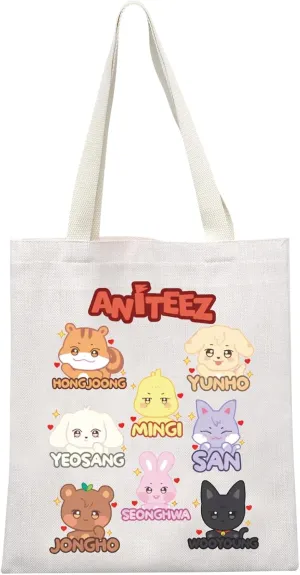 MEIKIUP K-Pop Aniteez Makeup Bag Korean Group Fans Gift Korean Aniteez Members Fans Travel Zipper Pouch Bag (Ani TB)