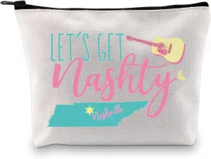 MEIKIUP Nashville Theme Makeup Bag Let's Get Nashty Travel Makeup Bag Nash Bash Party Gift (Let's Get Nashty Bag)