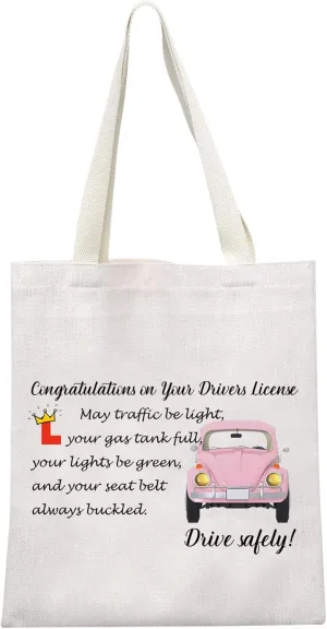 MEIKIUP New Driver Makeup Bag Passing Driving Test Gifts for Women Birthdays Gift for Daughter Driver Travel Bag (Driving Test Tote Bag)