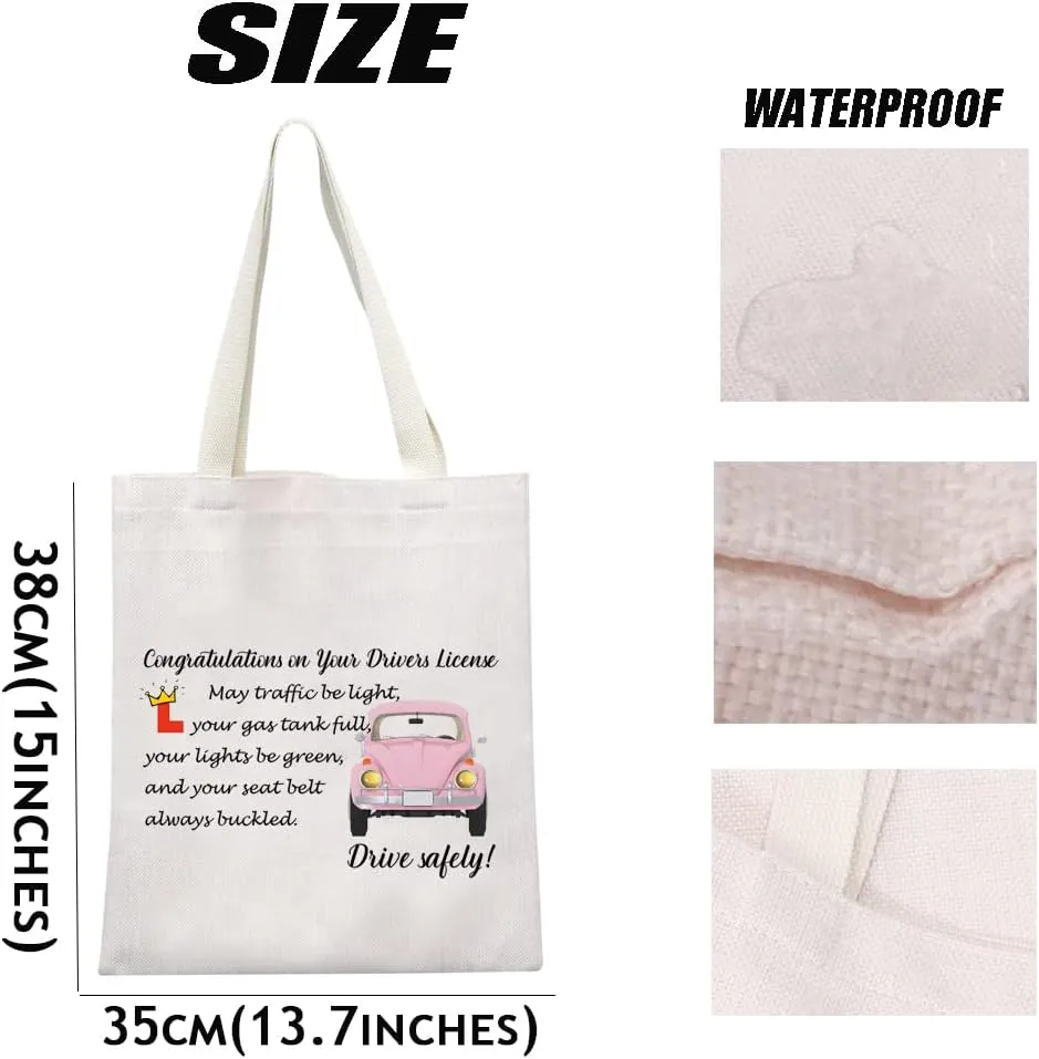 MEIKIUP New Driver Makeup Bag Passing Driving Test Gifts for Women Birthdays Gift for Daughter Driver Travel Bag (Driving Test Tote Bag)