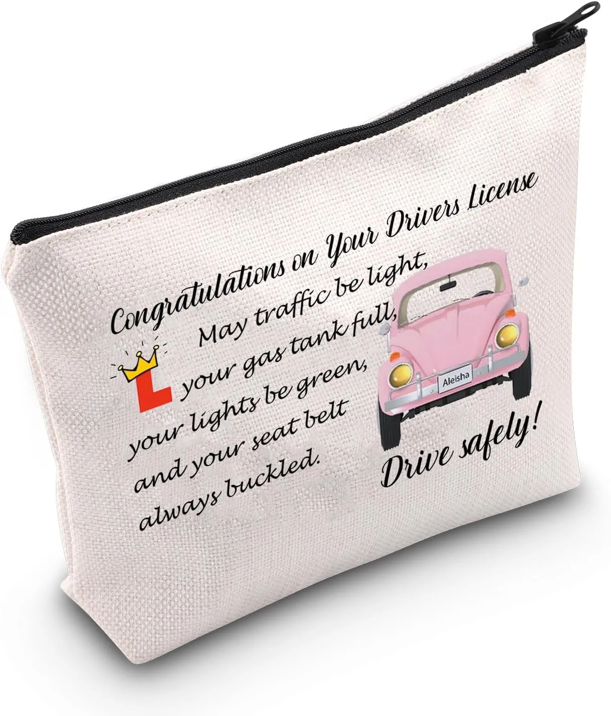 MEIKIUP New Driver Makeup Bag Passing Driving Test Gifts for Women Birthdays Gift for Daughter Driver Travel Bag (Passing Driving Test Bag 2)