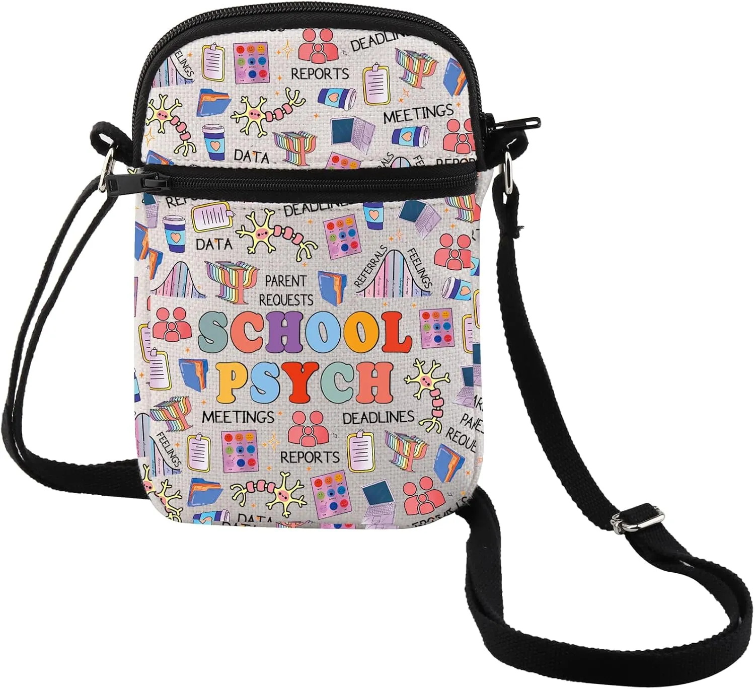 MEIKIUP Sch Psychologist Makeup Bag Psych Therapist Gift Psychologist Appreciation Gift Makeup Zipper Pouch Bag for Psych Teacher (Sch PSYCH CB)