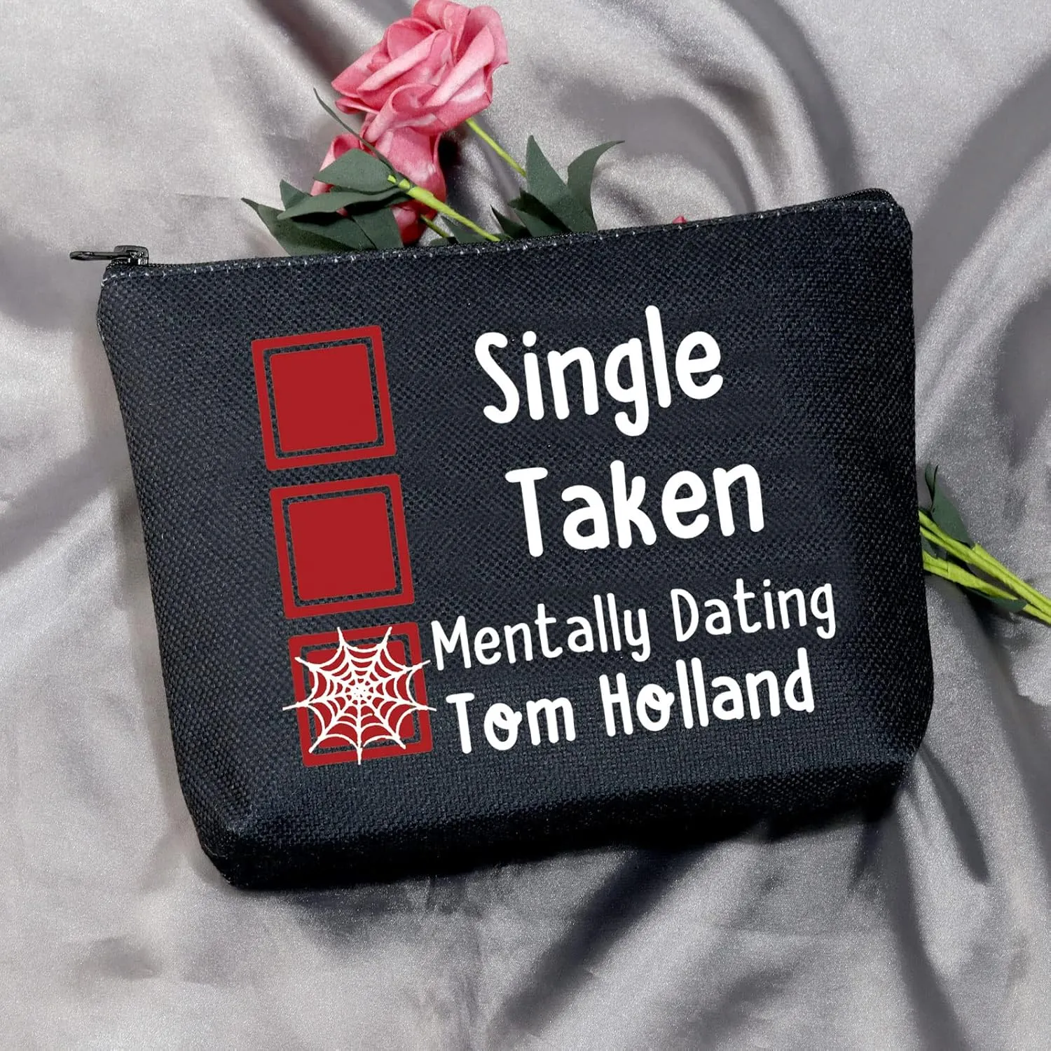 MEIKIUP Single Taken Mentally Dating Tom H Cosmetic Bag Spider Fan Gifts for Women