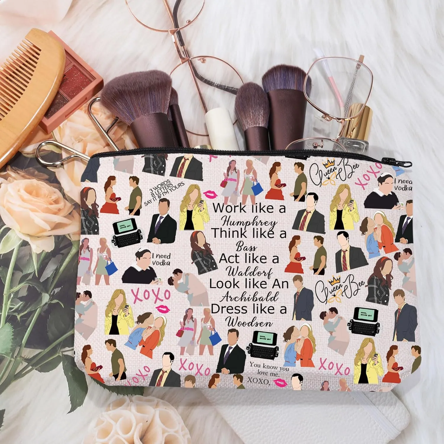MEIKIUP TV Show Characters Cosmetic Bag Serena Blair Fans Gift Upper East Side TV Show Fans Gift (Work like Bag)