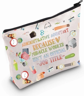 MEIKIUP Administrative Assistant Makeup Bag Administrative Assistant Gift Secretary Gift Administrative Professionals Day Supplies Zipper Bag (Administrative Assistant Title Bag)