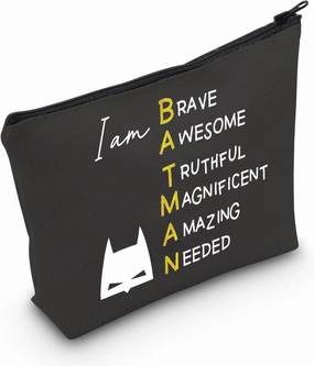 MEIKIUP Bat Movie Inspired Gifts for Fan Bat Character Makeup Cosmetic Bag Bat Lover Gift for Women (Bat Character Bag Black)