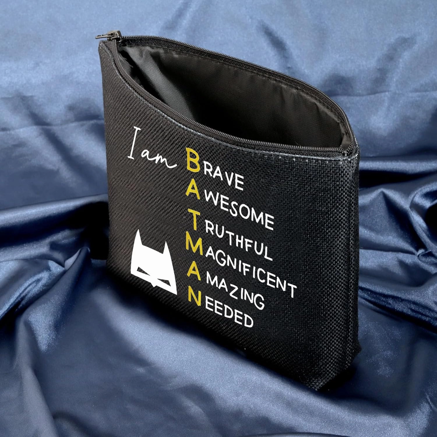 MEIKIUP Bat Movie Inspired Gifts for Fan Bat Character Makeup Cosmetic Bag Bat Lover Gift for Women (Bat Character Bag Black)