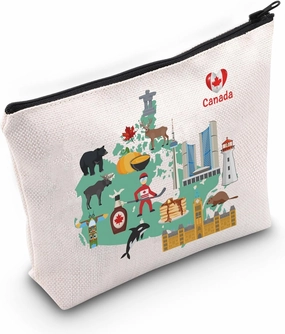MEIKIUP Canada Gift Canada Travel Cosmetic Bag Canada Travel Memory Map Gift Canada Souvenir Canada Lover Gift (Canad bag)
