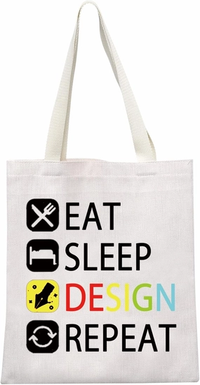 MEIKIUP Designer Gift: Eat Sleep Design Repeat Tote Bag
