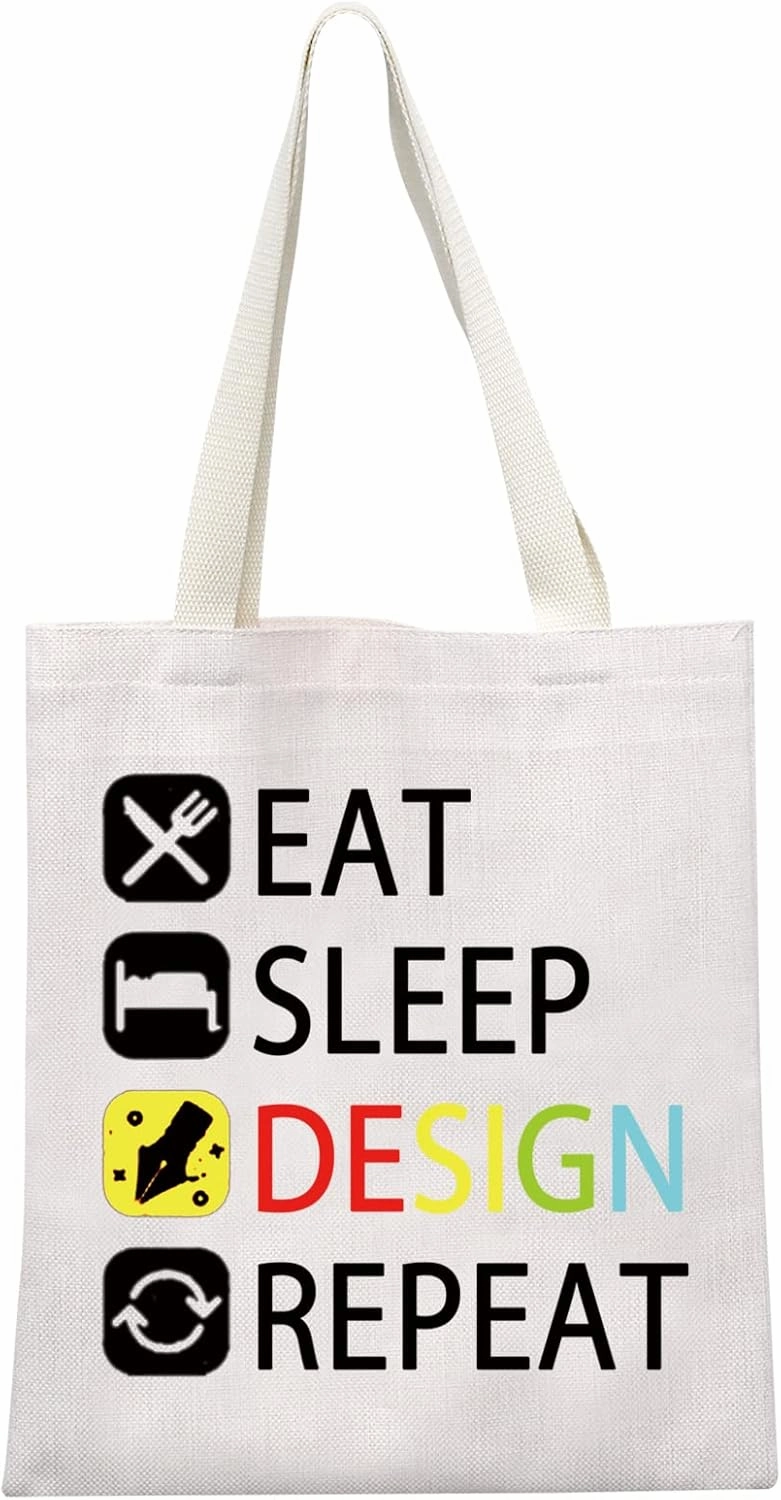 MEIKIUP Designer Gift: Eat Sleep Design Repeat Tote Bag