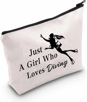 MEIKIUP Diving Gift Scuba Diving Makeup Bag Diving Coach Gift Diving Team Gift Who Loves Diving Travel Zipper Cosmetic Bag (Loves Diving bag)
