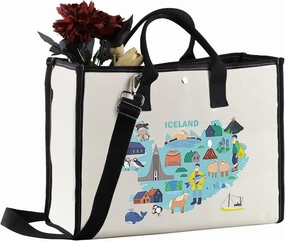 MEIKIUP Iceland Travel Cosmetic Bag - Map, Northern Lights Gifts, Souvenirs