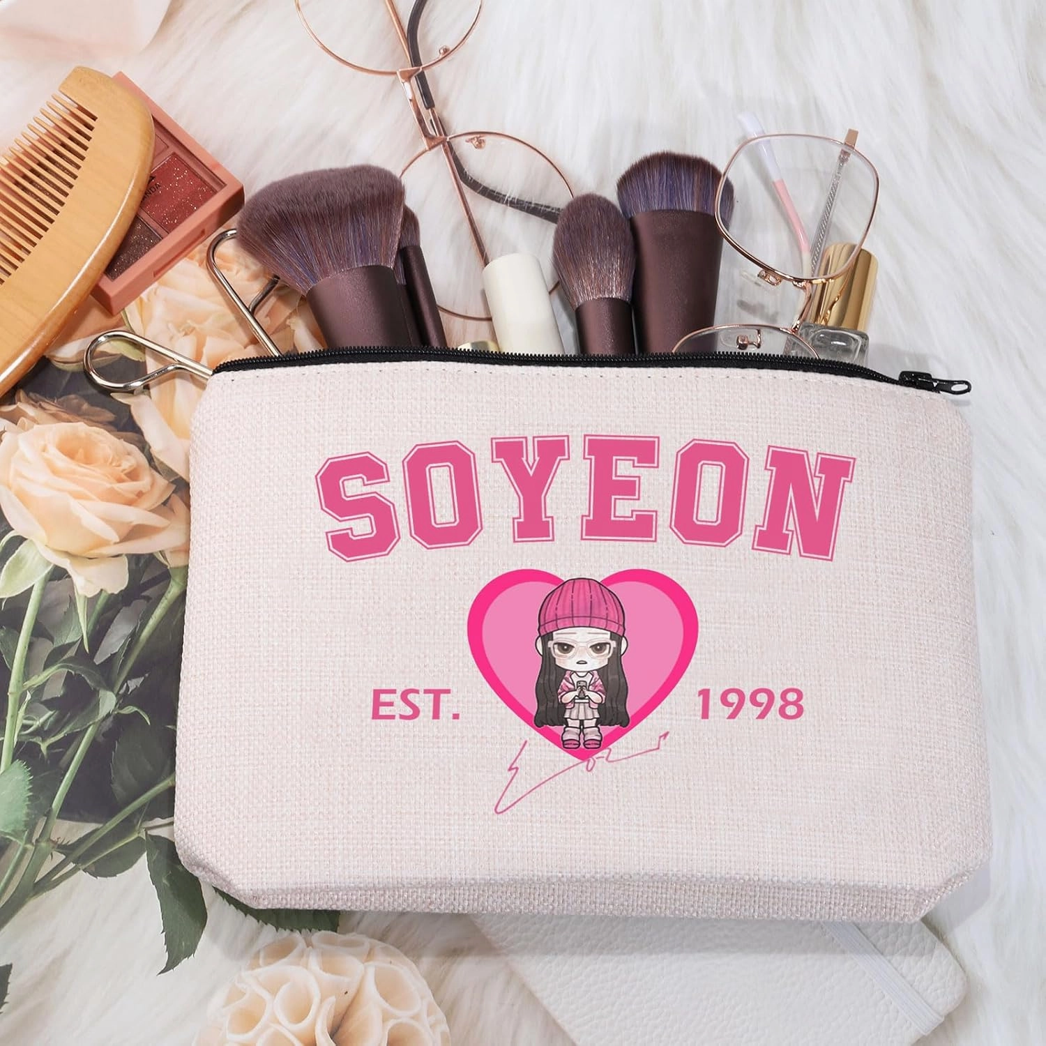 MEIKIUP Korean Group G-Ide Member Makeup Bag K-pop Group Fans Gift World Tour Merchandise K-pop Music Lover Gift (SY98 bag)