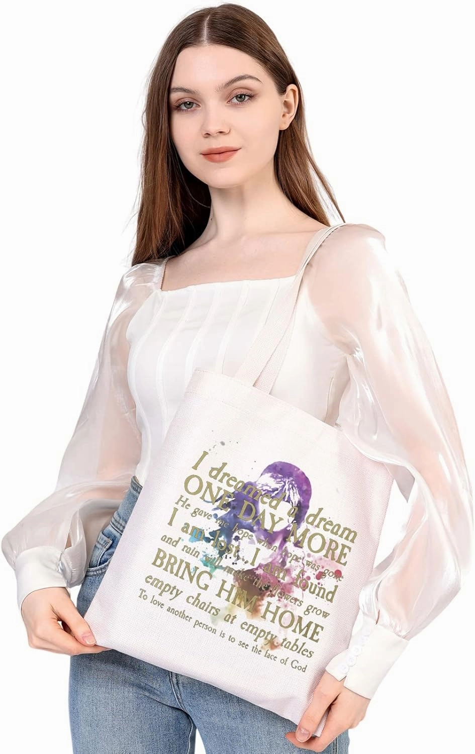 MEIKIUP Les Aesthetic Mis Quote Musical Canvas Tote Bag Musical Theater Fans Gift I Dreamed a Dream Tote Bag