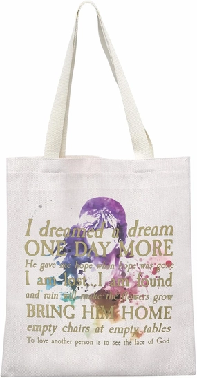MEIKIUP Les Aesthetic Mis Quote Musical Canvas Tote Bag Musical Theater Fans Gift I Dreamed a Dream Tote Bag