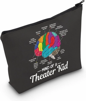 MEIKIUP Mind Of A Theater Musical Gifts Musical Theatre Nerd Makeup Bag Theatre Gift for Actress Actors (Theater Bag Black)
